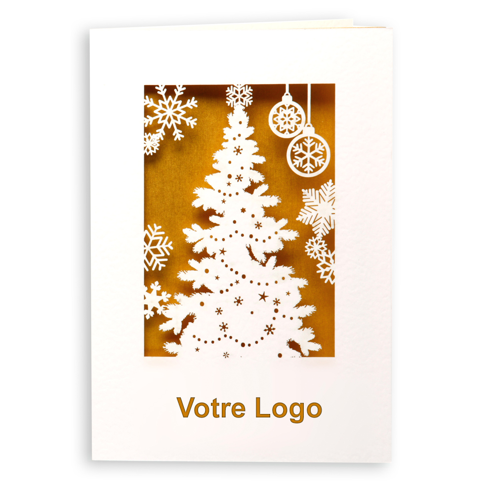 carte de voeux sapin en découpe laser par MH Éditions